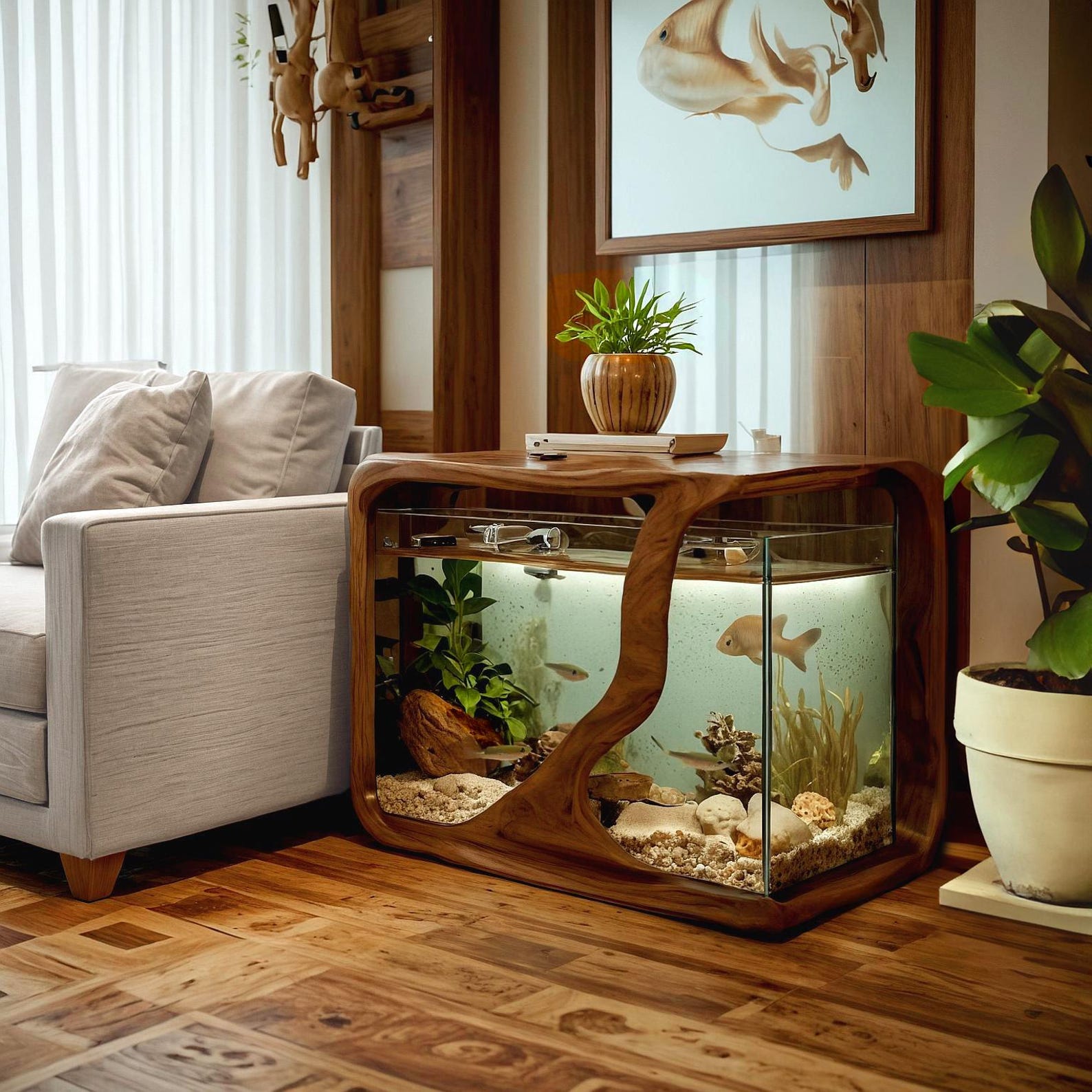 Rustic S2 multi-use aquarium stand and side table-1
